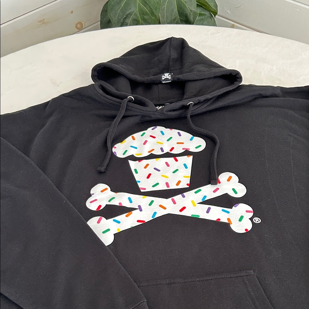 Johnny Cupcakes Black Hoodie with Skull Logo. Size 3XL